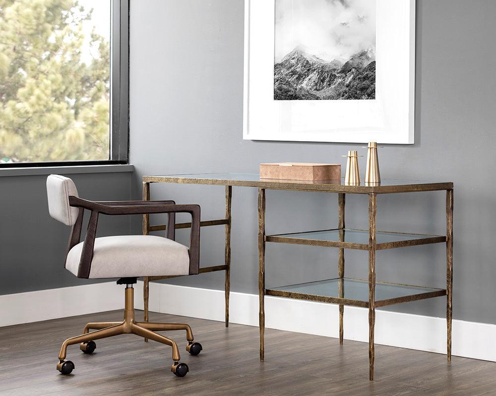 SUNPAN Desks - Bruna Desk Gold Glass