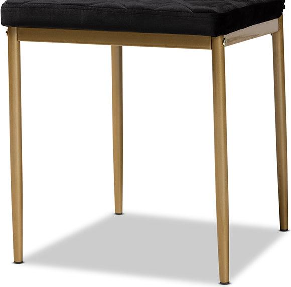 Wholesale Interiors Dining Chairs - Blaise Black Velvet Fabric Upholstered and Gold Finished Metal 4-Piece Dining Chair Set