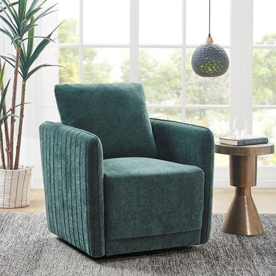 Olliix.com Accent Chairs - Upholstered 360 Degree Swivel Chair Green