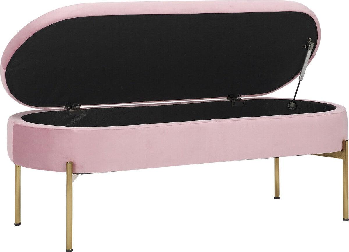 Lumisource Benches - Chloe Contemporary/Glam Storage Bench in Gold Metal and Blush Velvet