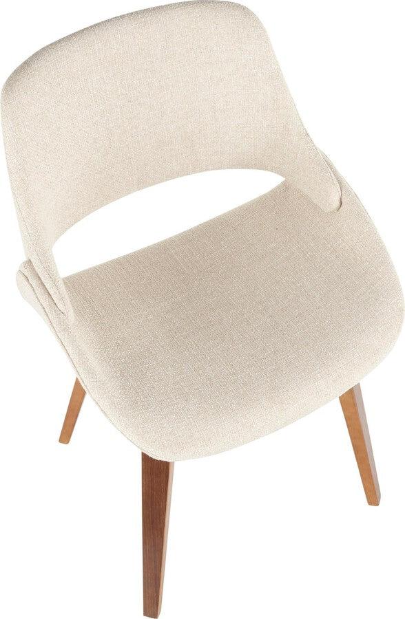 Lumisource Dining Chairs - Fabrico Mid-Century Modern Dining/Accent Chair in Walnut & Cream Noise Fabric - Set of 2