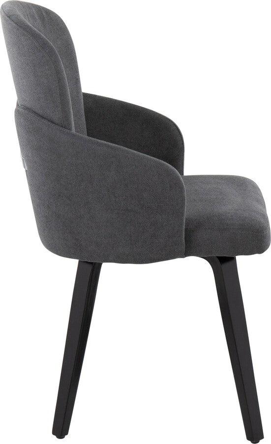 Lumisource Dining Chairs - Dahlia Contemporary Dining Chair In Black Wood & Grey Fabric With Chrome Accent (Set of 2)