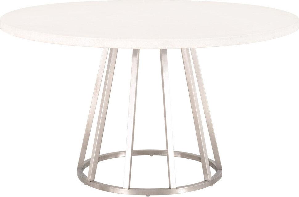 Essentials For Living Dining Tables - Turino Carrera 54 Round Dining Table Top - White Concrete