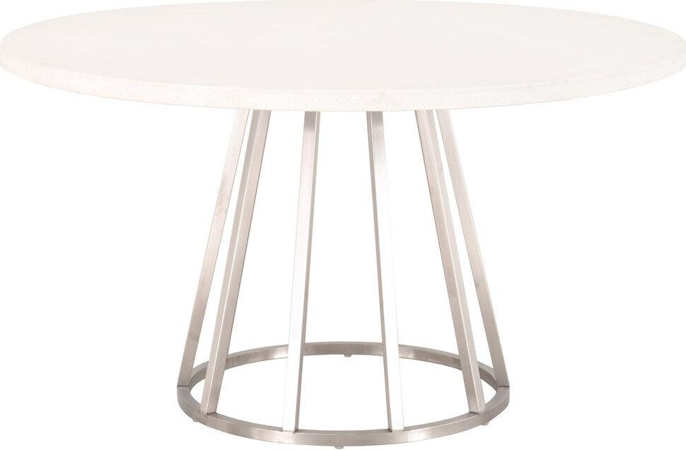 Essentials For Living Dining Tables - Turino Carrera 54 Round Dining Table Top - White Concrete