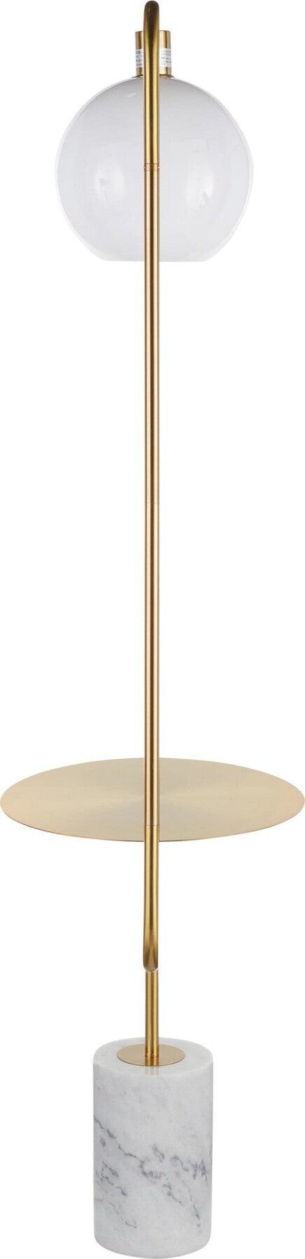 Lumisource Floor Lamps - Symbol Floor Lamp with Side Table White & Gold