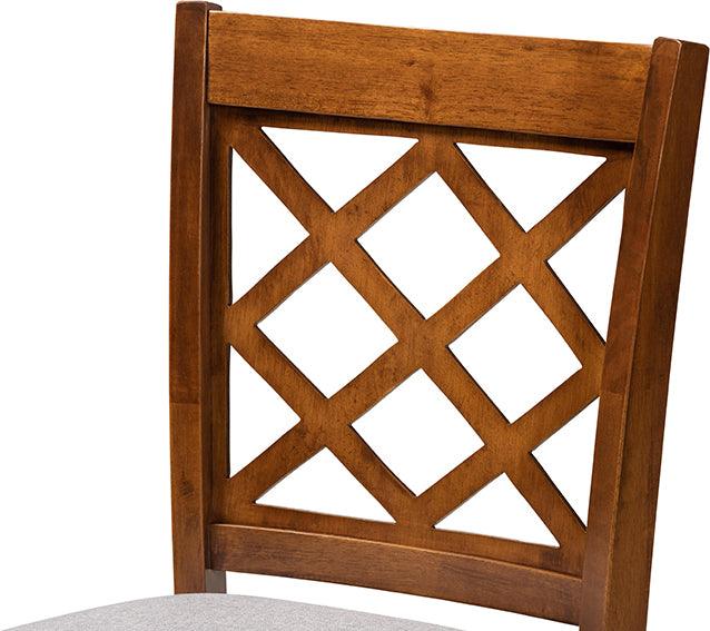 Wholesale Interiors Dining Sets - Alora Grey Fabric Upholstered Walnut Brown Finished 5-Piece Wood Pub Set