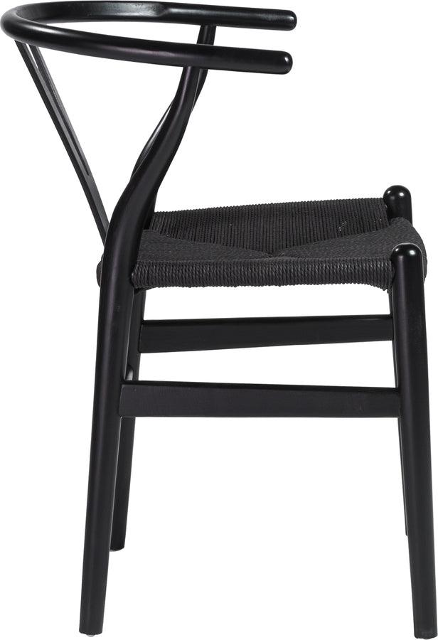 Euro Style Dining Chairs - Evelina Side Chair with Black Stained Framed and Black Rush Seat - Set of 2
