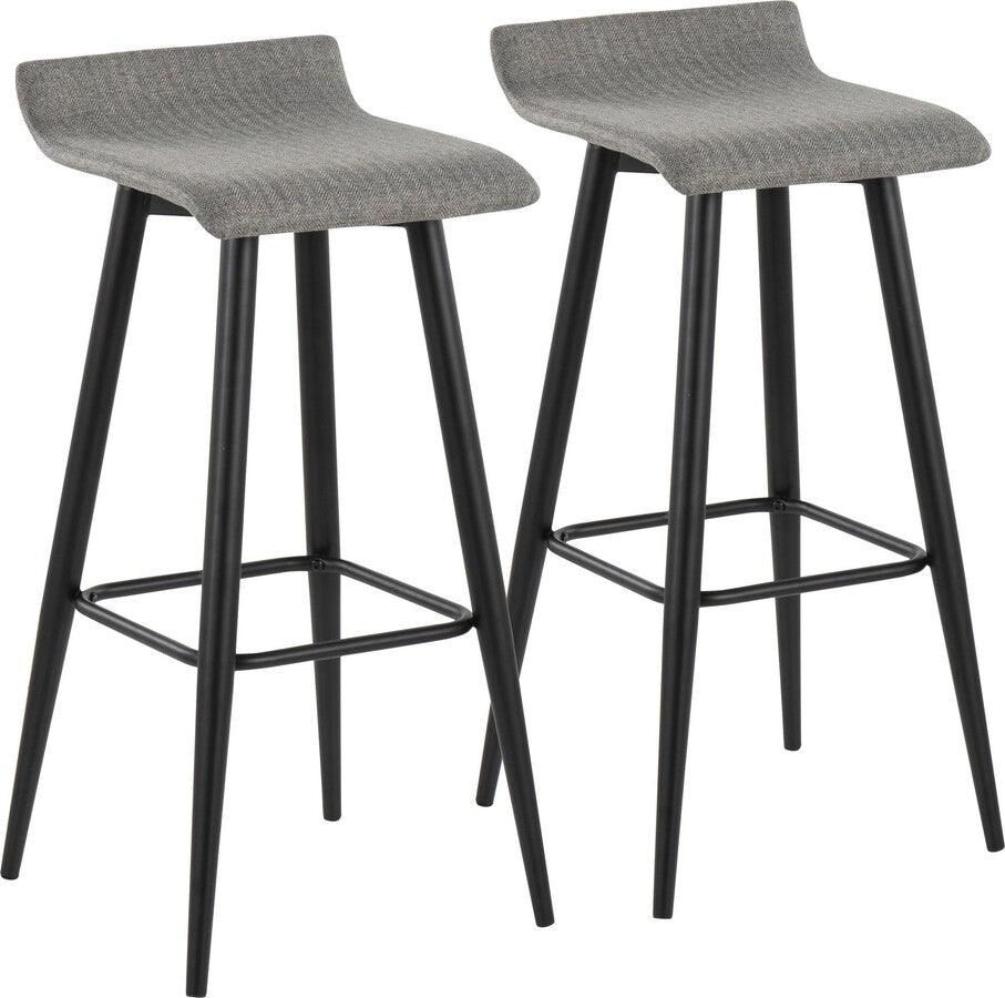 Lumisource Barstools - Ale Bar Stool In Black Steel & Grey Fabric (Set of 2)
