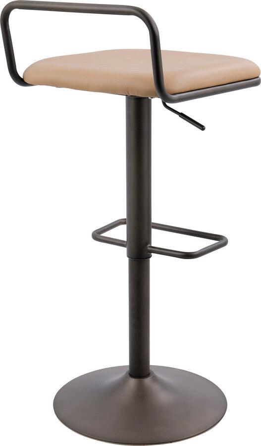 Lumisource Barstools - Beta Industrial Barstool in Antique and Camel Faux Leather - Set of 2