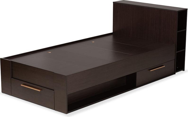 Wholesale Interiors Beds - Carlson Modern and Contemporary Brown Wood Twin Size 3-Drawer Platform Storage Bed