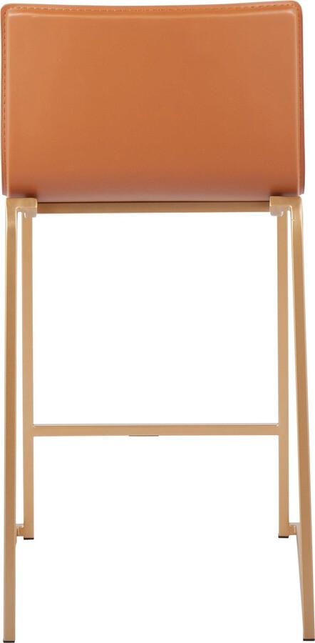 Lumisource Barstools - Mara 26" Counter Stool In Gold Metal & Camel Faux Leather (Set of 2)