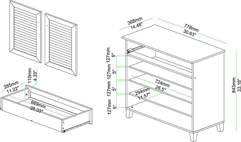 Wholesale Interiors Shoe Storage - Coolidge Oak Brown Finished Wood 1-Drawer Shoe Storage Cabinet