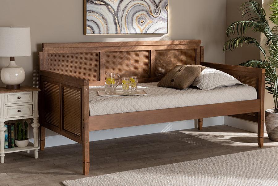 Wholesale Interiors Daybeds - Toveli Vintage French Inspired Ash Wanut Finished Wood and Synthetic Rattan Daybed Ash walnut