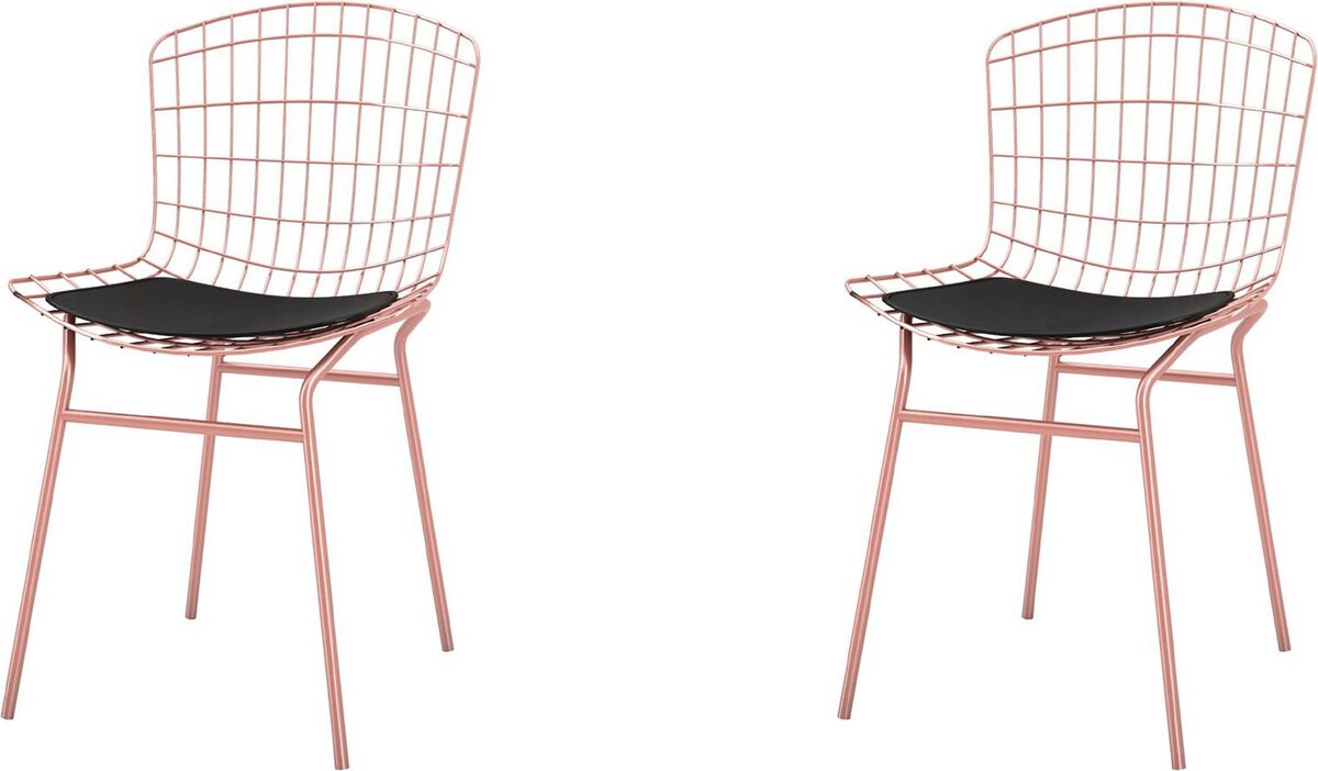 Manhattan Comfort Dining Chairs - Madeline Chair, Set of 2 with Seat Cushion in Rose Pink Gold and Black