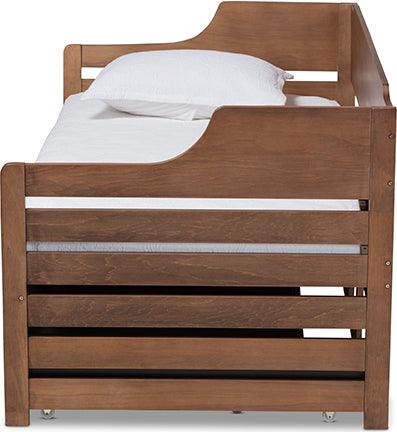 Wholesale Interiors Daybeds - Jameson Walnut Brown Finished Expandable Twin Size to King Size Daybed with Storage Drawer