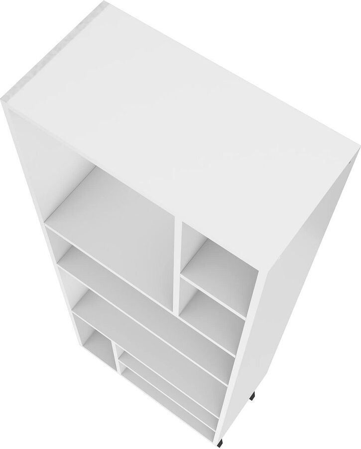 Manhattan Comfort Bookcases & Display Units - Warren Tall Bookcase 1.0 with 8 Shelves in White with Black Feet
