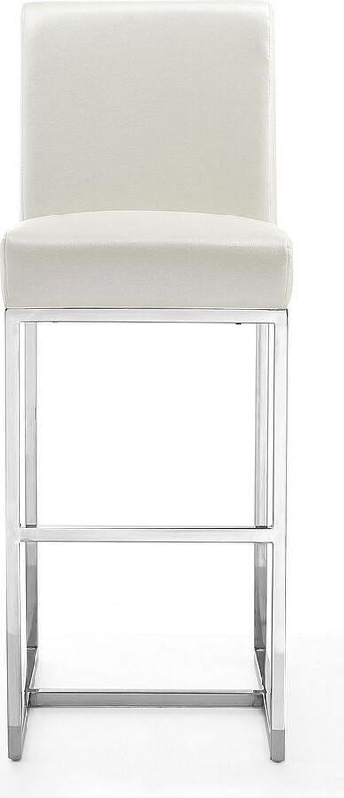 Manhattan Comfort Barstools - Element 42.13 in. Pearl White and Polished Chrome Stainless Steel Bar Stool (Set of 3)