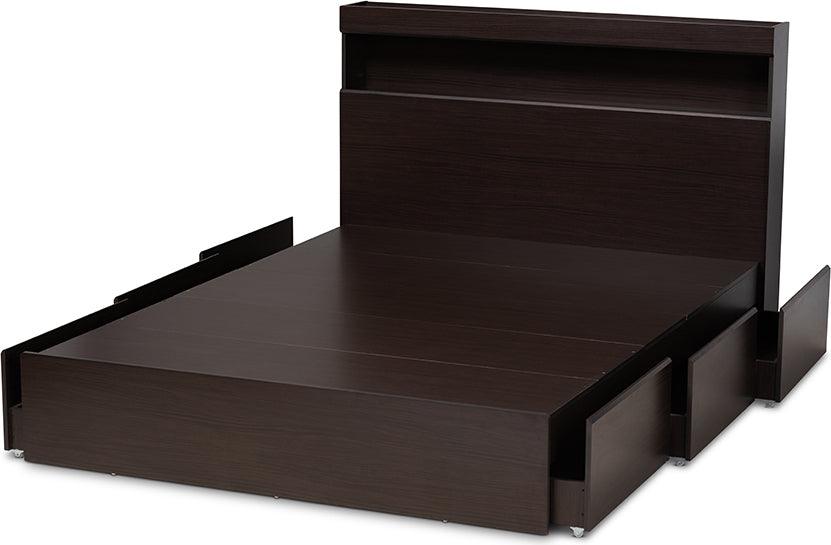 Wholesale Interiors Beds - Blaine Queen Storage Bed Dark brown