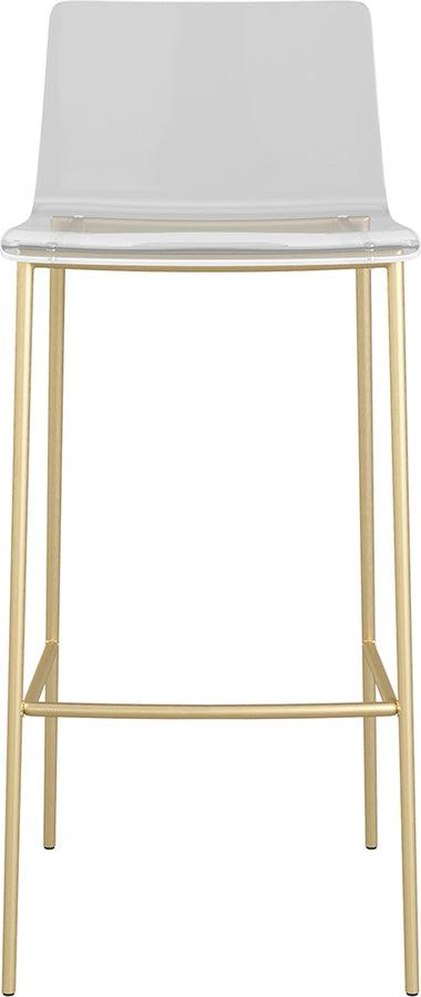 Euro Style Barstools - Cilla Bar Stool in Clear with Matte Brushed Gold Legs - Set of 2