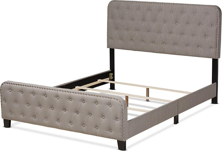 Wholesale Interiors Beds - Annalisa Button Tufted Queen Size Panel Bed Gray