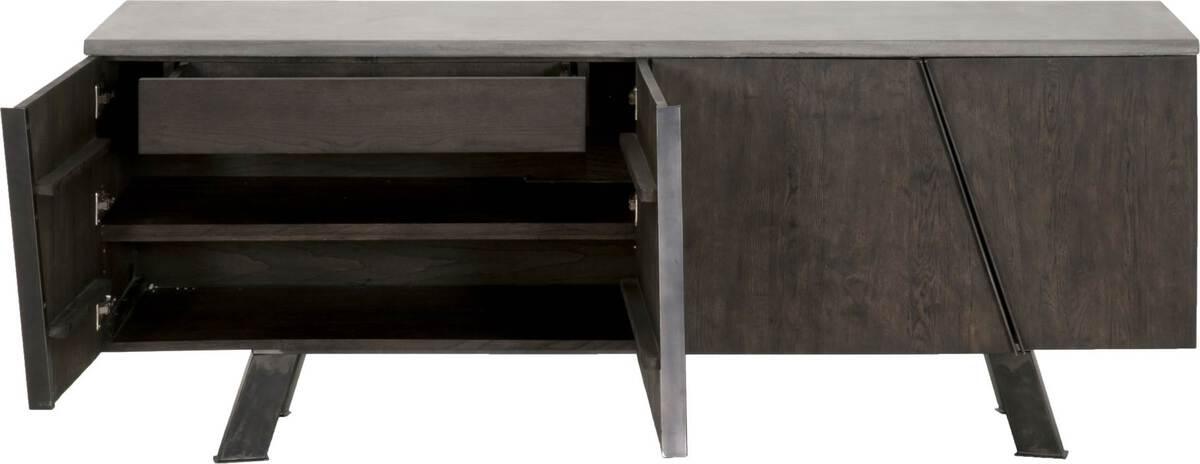 Essentials For Living TV & Media Units - Industry Media Sideboard Ash Gray, Whiskey Oak & Distressed Black