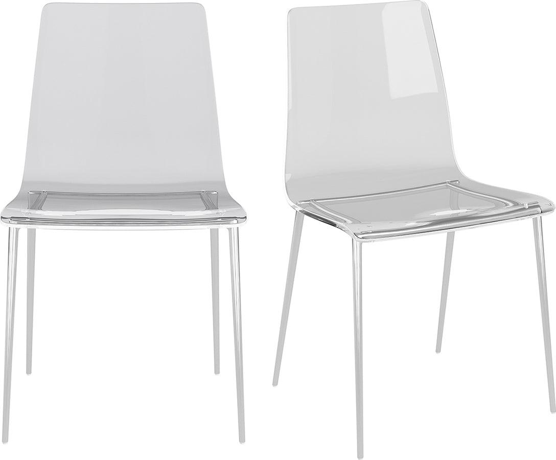 Euro Style Dining Chairs - Cilla Side Chair in Clear with Brushed Nickel Legs