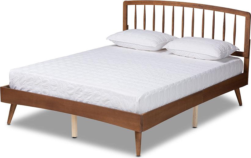 Wholesale Interiors Beds - Paton Mid-Century Modern Walnut Brown Finished Wood King Size Platform Bed
