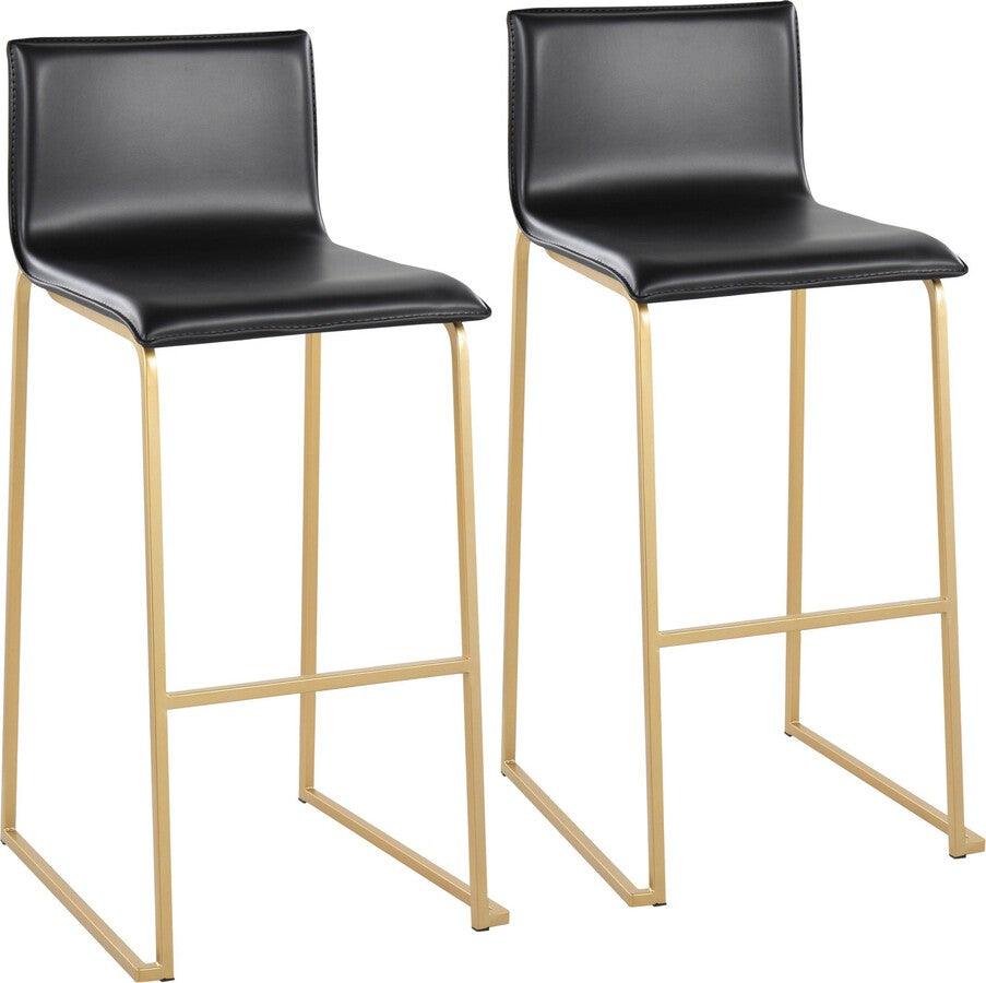 Lumisource Barstools - Mara Barstool In Gold Steel & Black Faux Leather (Set of 2)