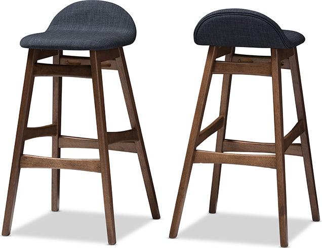 Wholesale Interiors Barstools - Bloom Retro Upholstered Finishing 30-Inches Bar Stool Dark Blue (Set of 2)