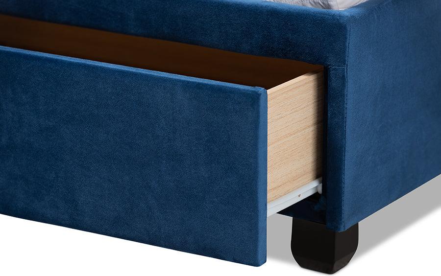 Wholesale Interiors Beds - Caronia Queen Storage Bed Navy Blue & Black