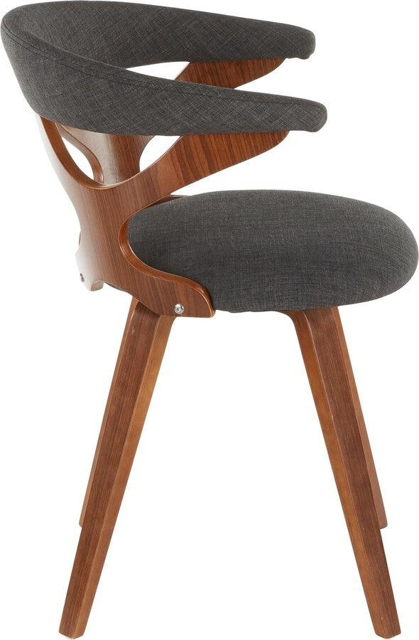 Lumisource Accent Chairs - Gardenia Mid-Century Modern Dining/Accent Chair with Swivel in Walnut and Charcoal Fabric