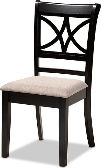 Wholesale Interiors Dining Chairs - Clarke Contemporary Sand Fabric and Brown Finished Wood 4-Piece Dining Chair Set
