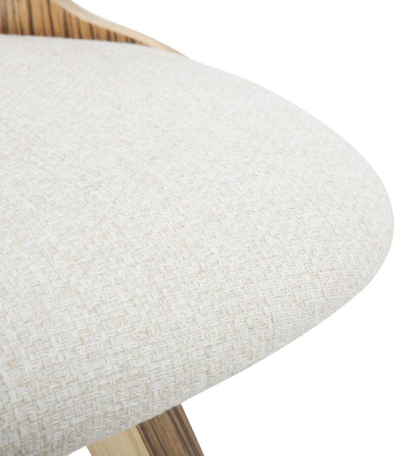 Lumisource Dining Chairs - Gardenia Mid-Century Modern Dining/accent Chair with Swivel in Zebra Wood & Cream Fabric