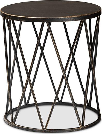 Wholesale Interiors Side & End Tables - Finnick Modern Industrial Antique Black finished Metal End Table