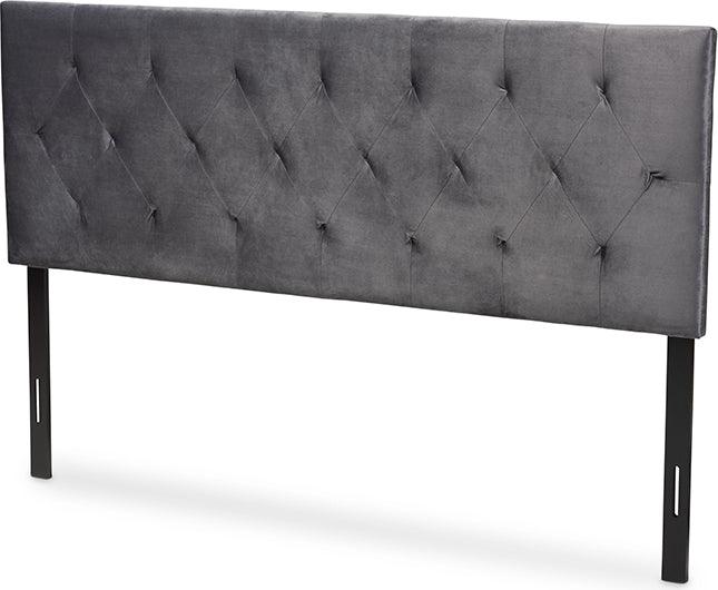Wholesale Interiors Headboards - Felix Grey Velvet Fabric Upholstered Queen Size Headboard