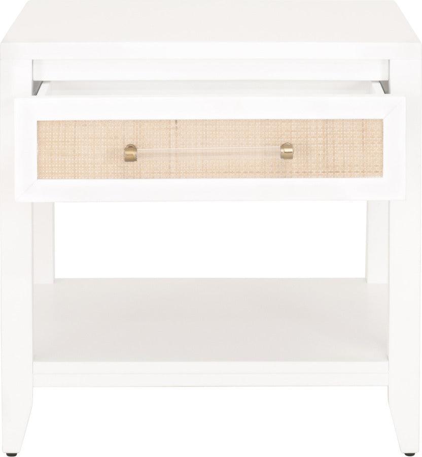 Essentials For Living Side & End Tables - Holland 1-Drawer Side Table Matte White, Natural, Brushed Brass