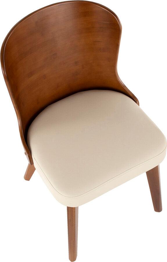 Lumisource Dining Chairs - Bocello Mid-Century Chair in Walnut & Cream Faux Leather