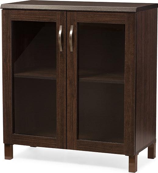 Wholesale Interiors Buffets & Cabinets - Sintra Modern and Contemporary Dark Brown Sideboard Storage Cabinet with Glass Doors