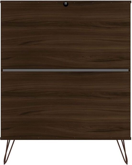 Manhattan Comfort Dressers - Rockefeller 5-Drawer Tall Dresser with Metal Legs in Brown