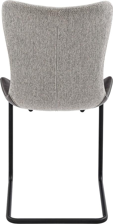 Euro Style Dining Chairs - Juni Side Chair in Light Gray Fabric and Dark Gray Leatherette with Matte Black Base - Set of 2