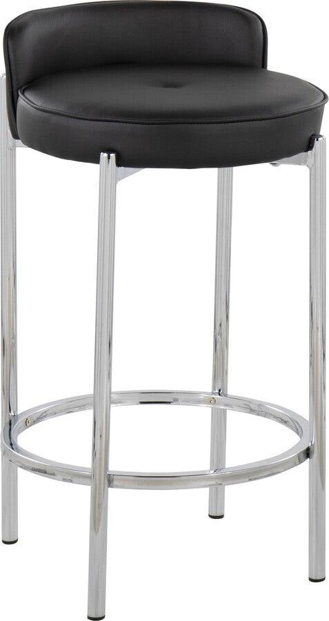 Lumisource Barstools - Chloe Counter Stool In Chrome Metal & Black Faux Leather (Set of 2)