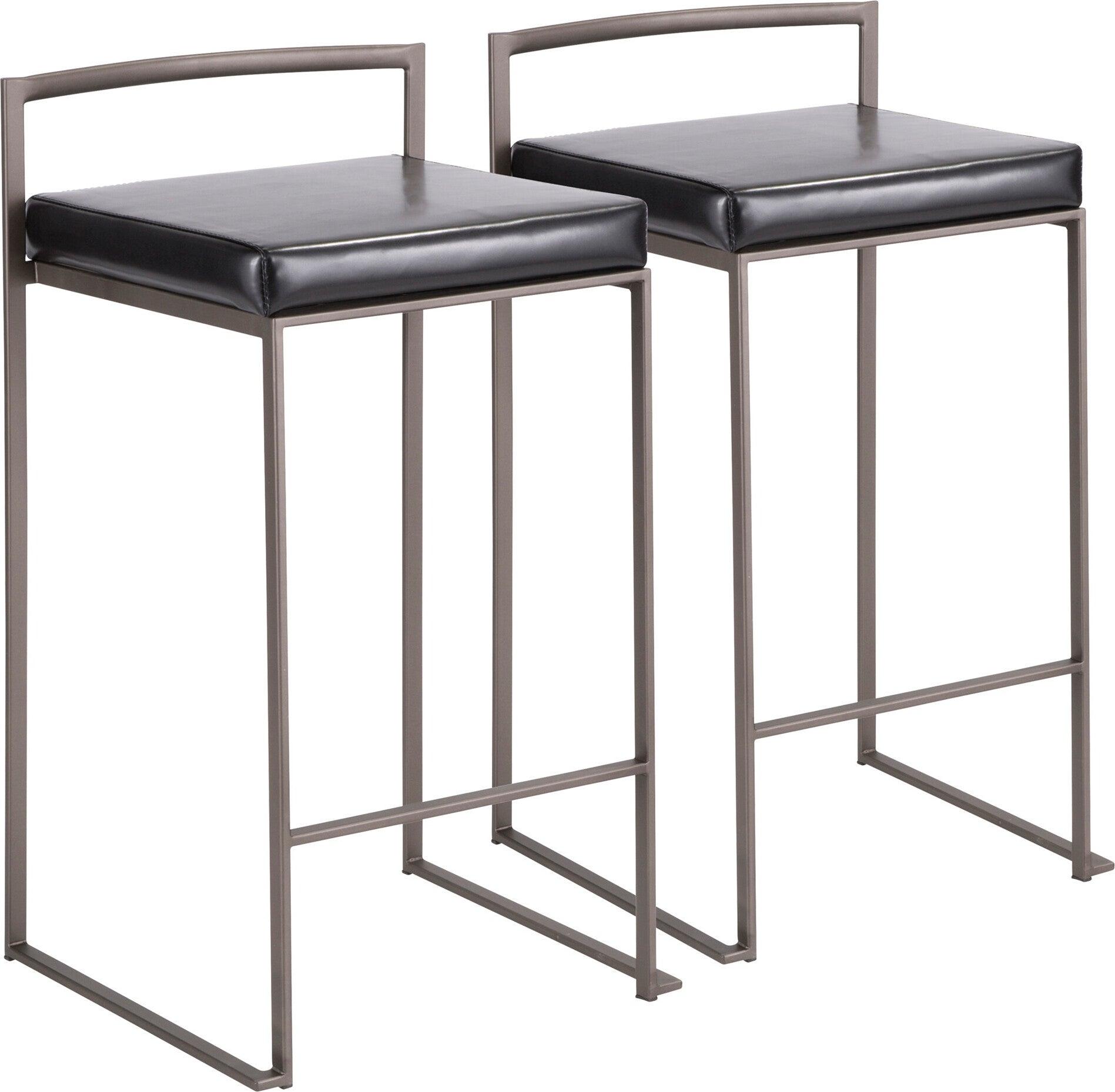 Lumisource Barstools - Fuji Stacker Counter Stool Antique & Black (Set of 2)