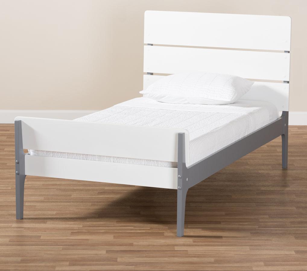 Wholesale Interiors Beds - Nereida White & Dark Grey-Finished Wood Twin Platform Bed