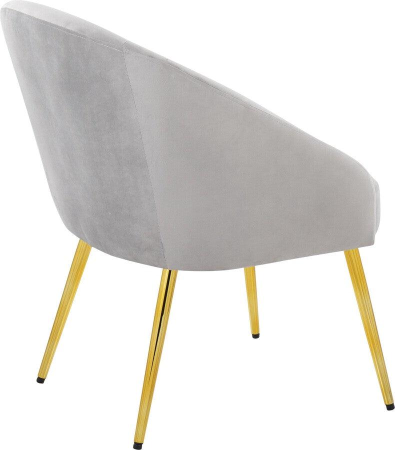 Lumisource Accent Chairs - Shiraz Contemporary/Glam Chair In Gold Metal & Silver Velvet