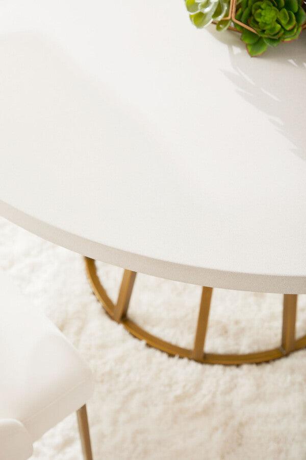 Essentials For Living Dining Tables - Turino Carrera 54 Round Dining Table Top - White Concrete