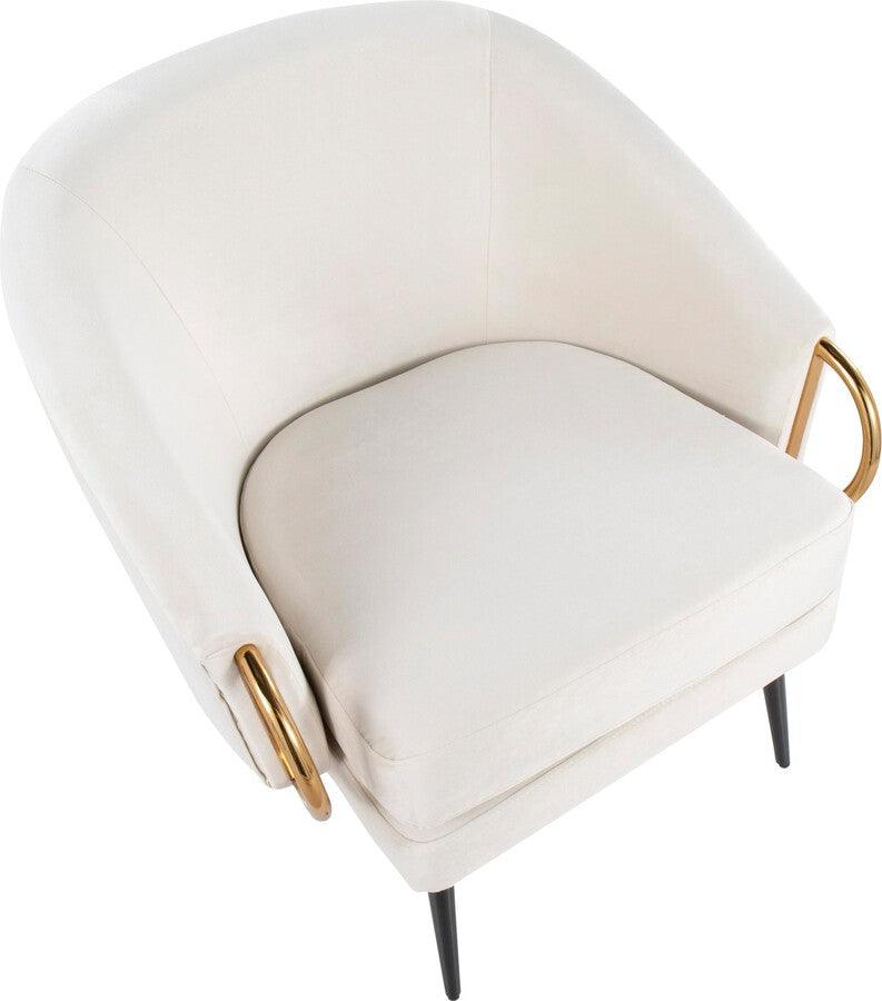 Lumisource Accent Chairs - Claire Contemporary/Glam Black Steel & Cream Velvet With Gold Steel Accents