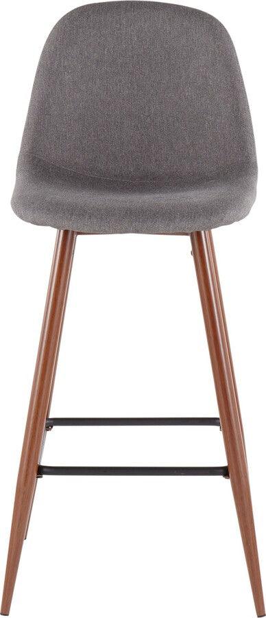 Lumisource Barstools - Pebble Mid-Century Modern Barstool in Walnut Metal and Charcoal Fabric - Set of 2