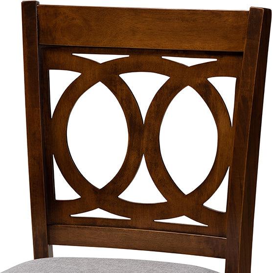 Wholesale Interiors Dining Sets - Lenoir Grey Fabric Upholstered Walnut Brown Finished 5-Piece Wood Pub Set