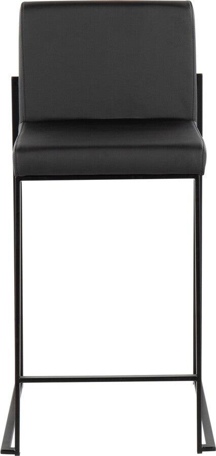 Lumisource Barstools - Fuji High Back Counter Stool In Black Steel & Black Faux Leather (Set of 2)