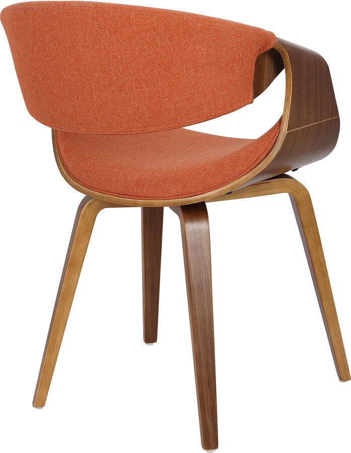 Lumisource Dining Chairs - Curvo Mid-Century Modern Dining/Accent Chair in Walnut and Orange Fabric